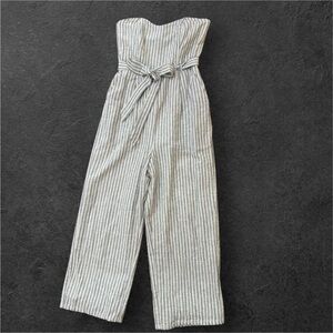 American Eagle Outfitters Gray Striped Jumpsuit